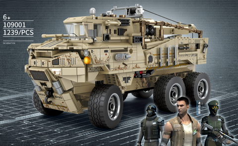Mô hình lắp ráp xe tải quân sự hạng nặng Sembo Đồ chơi Lego lắp ghép xe tải quân đội 6 bánh , xe bọc thép siêu ngầu.