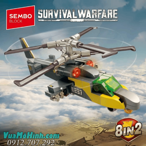 Đồ Chơi Lắp Ráp SEMBO 207237 KAMOV KA-52 – Mô Hình Trực Thăng Quân Sự