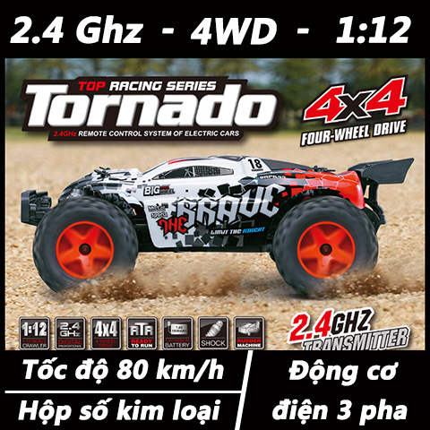 Subotech Tornado phiên bản Pro - Động cơ điện 3 pha ,tốc độ 80 km/h, hộp số và trục truyền động full kim loại, servo lái bánh răng đồng , tầm điều khiển 300 mét .