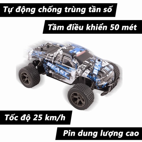 Beast Slayer - Xe điều khiển pin dung lượng cao , tốc độ 25 km/h, 4 phuộc giảm xóc độc lập , vân lốp chống trượt