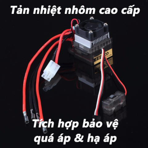 ESC Chổi than đôi 320A - Bộ điều tốc dùng cho cả cano và xe oto điều khiển từ xa, phù hợp pin NiMH/NiCd 6-12S, LiPo 2-4S, tản nhiệt nhôm, tích hợp bảo vệ quá áp