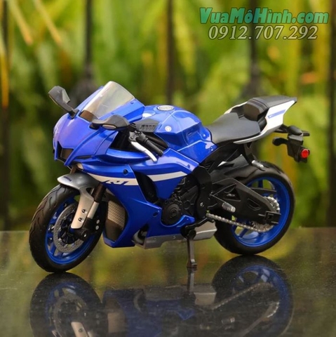 Mô Hình Đồ Chơi Tĩnh Xe Mô Tô Phân Khối Lớn 1:12 Dòng Yamaha Yzf-R1 2021 bằng hợp kim cao cấp mở được đèn Led và âm thanh