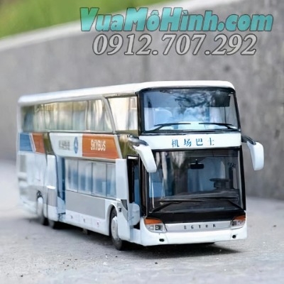 Mô hình tĩnh đồ chơi xe ô tô buýt chở khách Proswon Bus Setra S 431 2 tầng bằng kim loại tỉ lệ 1:32 mở được cửa, cốp