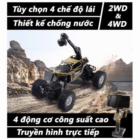 Crazon - Xe địa hình điều khiển chống nước cỡ lớn gắn camera HD truyền hình ảnh trực tiếp , 4 chế độ lái tùy chọn , 4 động cơ & 2 servo lái , sóng 2.4Ghz , khả năng leo dốc cực trâu bò lên đến 50 độ !