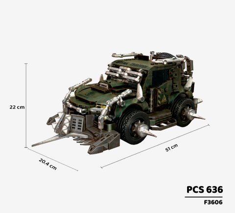 Bộ Lego lắp ráp mô phỏng xe oto quân sự, đồ chơi trẻ em mô hình lắp ghép xe chiến đấu bọc thép 636 PCS cho bé trai
