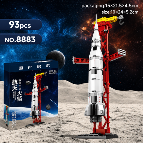 Mô hình lắp ráp bệ phóng tên lửa không gian Apollo mini 93 chi tiết, bộ lego lắp ghép đồ chơi trí tuệ an toàn cho bé