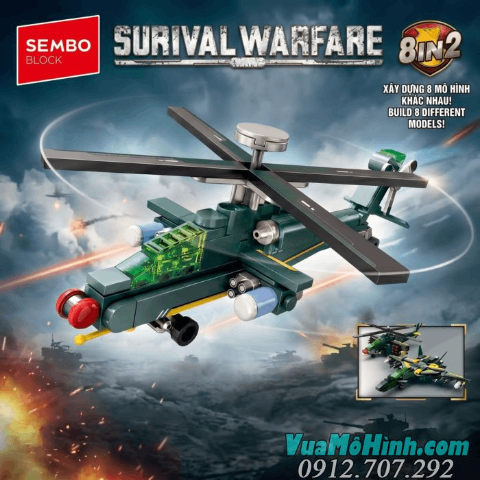 Đồ Chơi Lắp Ráp Máy Bay Trực Thăng AH-64 Apache SEMBO 207233
