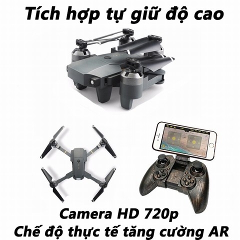 Flycam Mini cánh gập bỏ túi, trang bị Camera HD 720p FPV, quay phim chụp ảnh truyền hình trực tiếp về Smartphone, tự giữ độ cao, có thể điều khiển bằng điện thoại.