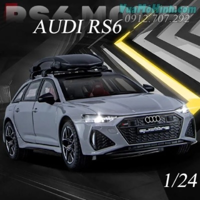 Mô hình đồ chơi xe ô tô Audi RS6 tỉ lệ 1:24 bằng hợp kim mở cửa, cốp, Led và âm thanh