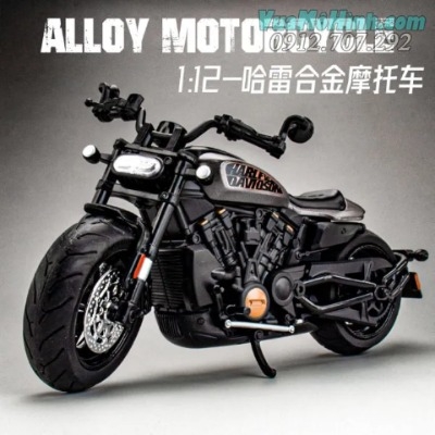 Mô hình tĩnh đồ chơi siêu xe mô tô gắn máy phân khối lớn HARLEY DAVIDSON Sportster S tỷ lệ 1:12 bằng hợp kim cao cấp có đèn Led pha
