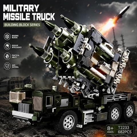Bộ lắp ghép xe phóng tên lửa phòng không Đồ chơi Lego lắp ráp mô hình xe tên lửa chiến đấu quân sự