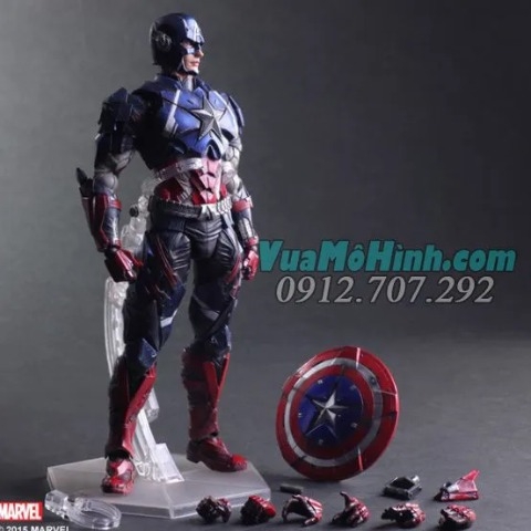 Mô hình nhân vật Captain America Play Arts Kai trong phim Marvel siêu anh hùng cao 25cm PAK BL cử động full khớp