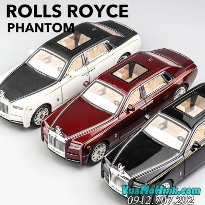 Mô hình siêu xe ô tô Rolls Royce Phantom tỉ lệ 1/24 khung kim loại mở được 4 cửa có âm thanh giả lập và đèn