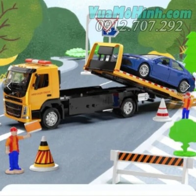 Mô hình xe tải cứu hộ giao thông VOLVO dài chuyên dụng dạng thớt tỉ lệ 1:50