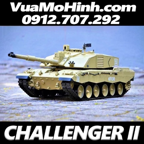 Xe tăng điều khiển từ xa Heng Long CHALLENGER II xích nhựa, âm thanh động cơ súng máy, nhả khỏi như thật