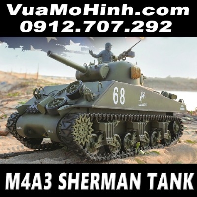 Xe tăng điều khiển từ xa Heng Long M4A3 Sherman xích nhựa tỷ lệ 1/16 âm thanh động cơ và nhả khói như thật