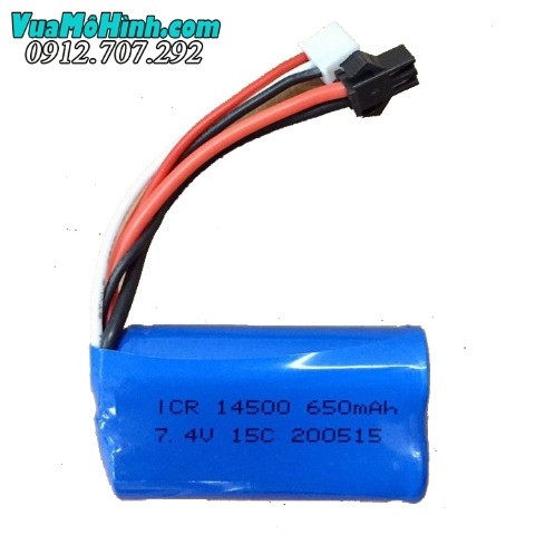 Pin Lipo 7.4V 650mAh jack SM cho tàu cano và xe ô tô điều khiển từ xa