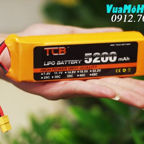 Pin TCB Lipo 3S 11.1V 5200mAh 35C  jack T XT60 XT60H dùng cho xe điều khiển, tàu thuyền, cano