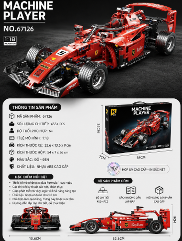Bộ Lắp Ráp Lego Xe Đua công thức F1 Machine Player 67126 đồ chơi xếp hình xe đua thể thao F1 tỉ lệ 1:18 445PCS
