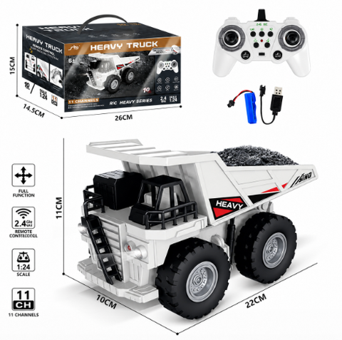 Xe ben công trình điều khiển từ xa Heavy Truck Đồ chơi trẻ em xe tải mini sóng 2.4ghz có nâng hạ thùng 11 kênh