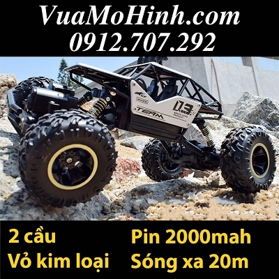 Xe ô tô địa hình điều khiển từ xa Rock Crawler chính hãng, vỏ kim loại, 2 cầu truyền động, pin khủng 2000mah