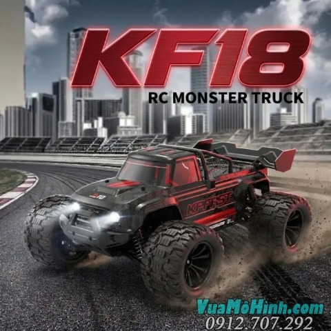 Xe Monster Truck 65km/h, động cơ Brushless, pin 2S bánh răng full kim loại, 4WD, 2.4Ghz
