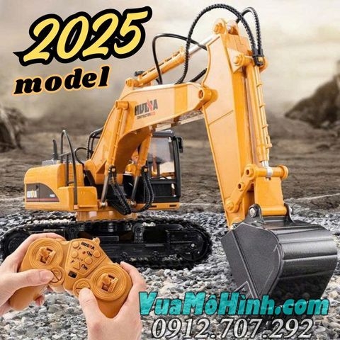 Xe Điều Khiển Từ Xa Huina 1535-1 (MODEL 2025) - Máy Xúc RC Công Trình 1/14 Chính Hãng ,2.4Ghz siêu mạnh, Tay Gầu Linh Hoạt, Xoay Cabin 680°