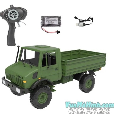 Xe tải quân sự điều khiển từ xa LDR/C P06 Landa Tech Unimog 1/12 4WD 2 cầu, sóng 2.4Ghz ô tô LD/RC P06 Uni Mock  có đèn