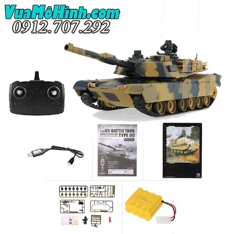 Xe tăng điều khiển từ xa Heng Long M1A2 Abrams tỷ lệ 1/24 âm thanh động cơ, súng máy, bắn tia hồng ngoại