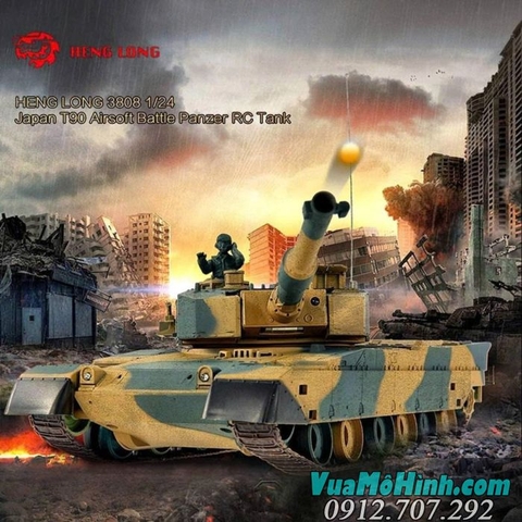 Xe tăng điều khiển từ xa Japan T90 tỷ lệ 1/24 âm thanh động cơ, súng máy, bắn tia hồng ngoại