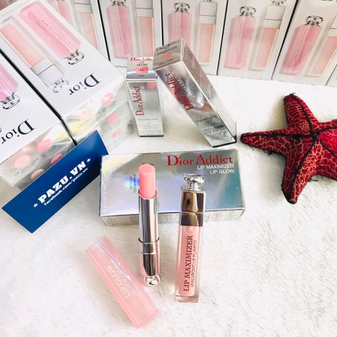Set Son Dưỡng Dior Addict Lip Maximizer & Lip Glow 001 Pink
