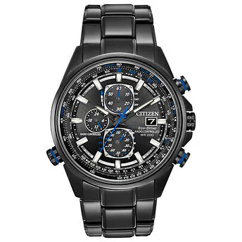 Đồng hồ nam dây thép không gỉ màu xám nguyên tử Citizen Eco-Drive Chronograph AT8027-55H