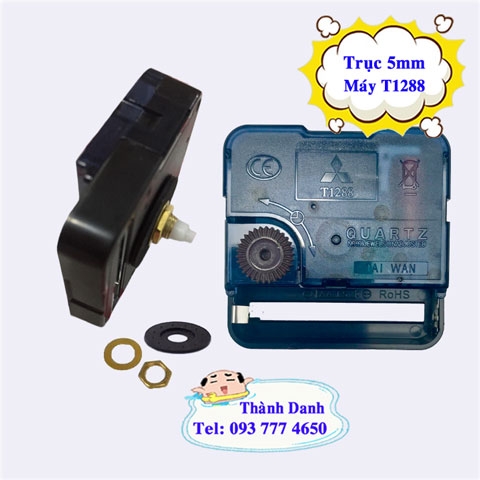 Máy đồng hồ treo tường Đài Loan T1288 trục 5mm (Quartz) kèm kim số 02 dài 6cm
