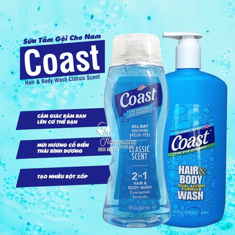 Coast 946ml sữa tắm gội coast nam 2in1