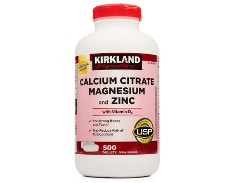 Hỗ trợ xương khớp Viên uống Kirkland Calcium Citrate Magnesium and Zinc 500 viên của Mỹ