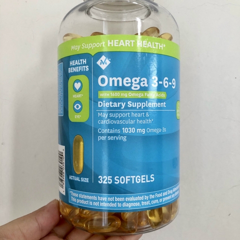 OMEGA 3-6-9 SUPPORTS HEART HEALTH 1600mg 325 Viên cao cấp của MỸ