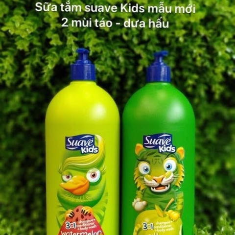 Sữa tắm gội xả Suave Kids 3 in 1 mẫu mới chai có vòi 1.18 L