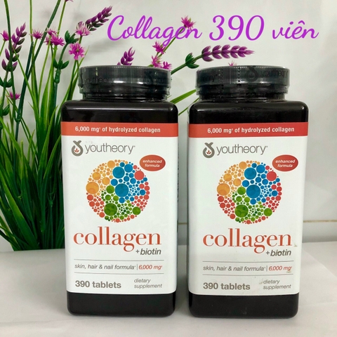 YOUTHEORY COLLAGEN TYPE 1,2,3 CHAI 390 VIÊN GIÚP ĐẸP DA, TÓC,