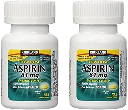 combo 2  Aspirin 81mg Low Dose Kirkland giảm đau co thắt ngực 365 viên x 2