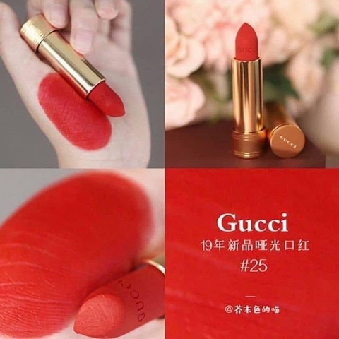 Son Lì Gucci 25 Goldie Red - Rouge À Lèvres Voile Mat Đỏ