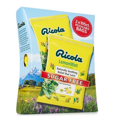 KẸO NGẬM HO THẢO MỘC RICOLA LEMON MINT (105 VIÊN )