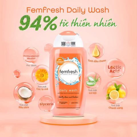 Dung dịch vệ sinh phụ nữ Femfresh Daily Wash giúp kháng khuẩn, khử mùi (250ml)