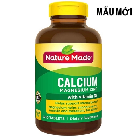 Viên uống Bổ sung canxi calcium magnesium zinc with vitamin D 300 viên của Mỹ