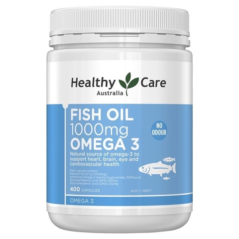 Thực phẩm chức năng Dầu cá tự nhiên Fish Oil Healthy Care Omega-3 1000mg 400 viên của Úc