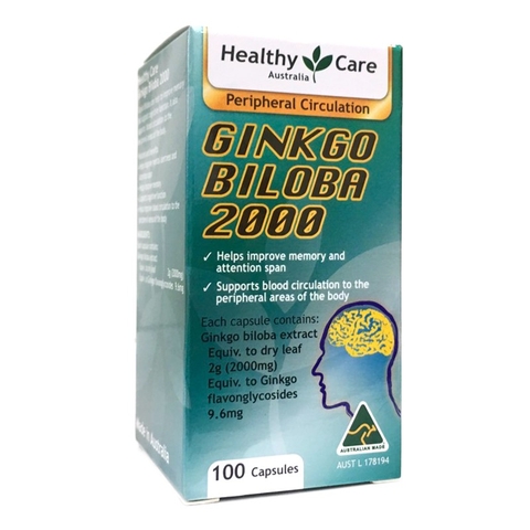 bổ não Healthy Care Ginkgo Biloba 2000mg 100 viên của Úc