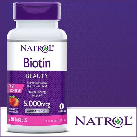 Viên uống Natrol Biotin 5,000mcg Fast Dissolve 250 viên