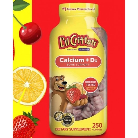 KẸO GẤU L'IL CRITTERS BỔ SUNG CALCIUM + D3 - 250 VIÊN