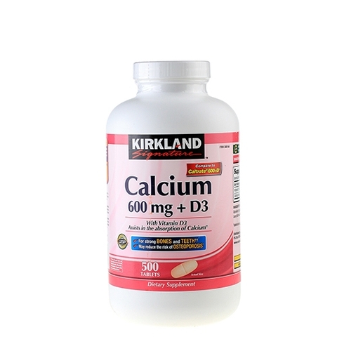 Viên uống Canxi Kirkland Calcium 600mg + D3 hộp 500 viên của Mỹ