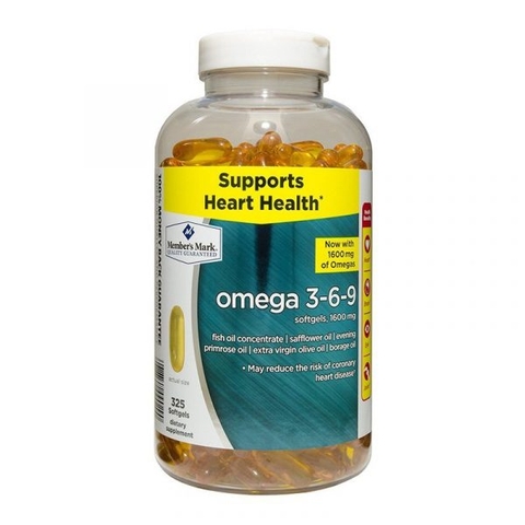 Viên Dầu Cá Omega 3-6-9 Suppots Heart Health 325 viên của Mỹ