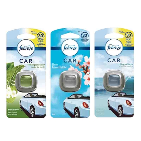 Nước hoa xe hơi Febreze Car Linen & Sky (màu xanh) set 8 cái x2ml